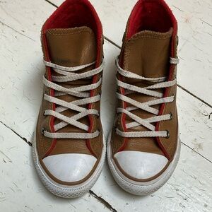 Converse All Star Chuck Taylor Childs Unisex Sz 11 High Top Brown & Red Sneakers